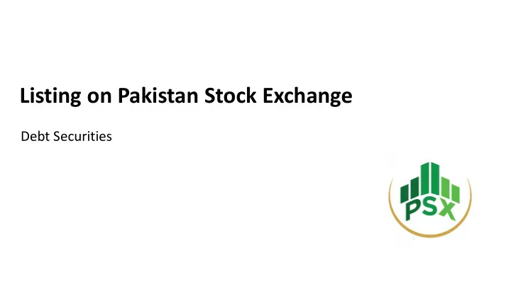 listing on pakistan stock exchange