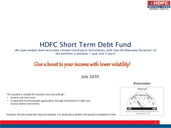 HDFC Short Term Debt Fund  (An open ended short term debt scheme investing in instruments such that