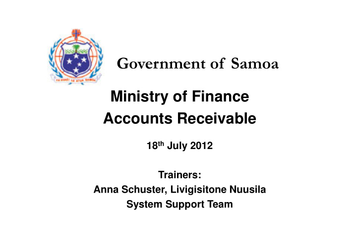 ministry of finance accounts receivable