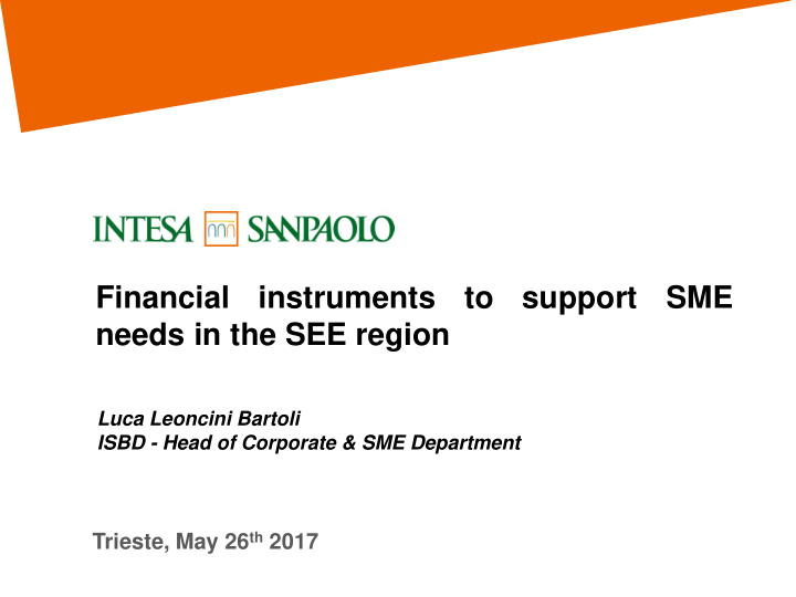 financial instruments to support sme needs in the see