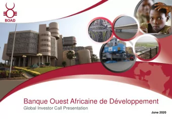 Banque Ouest Africaine de Dveloppement  Global Investor Call Presentation  June 2020  Table of