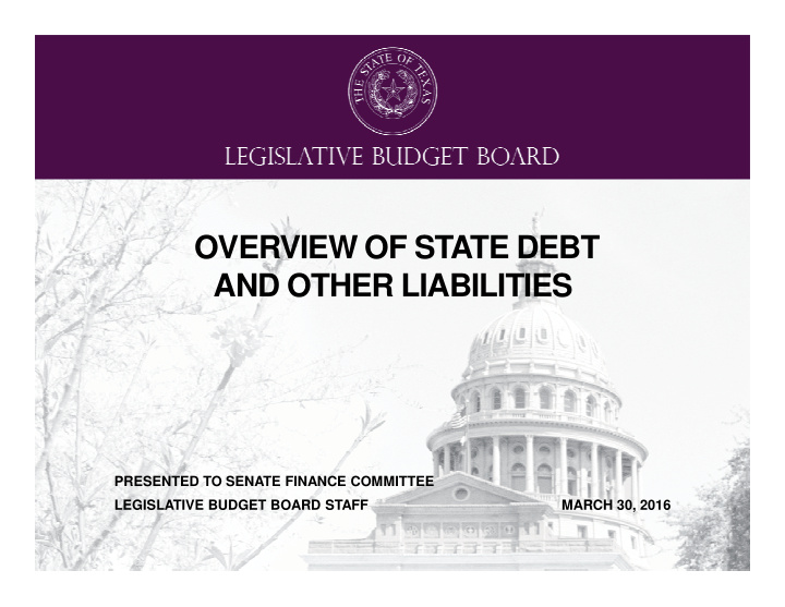 overview of state debt and other liabilities and other