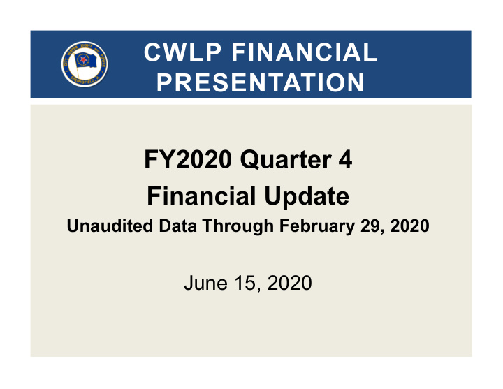 cwlp financial presentation fy2020 quarter 4 financial