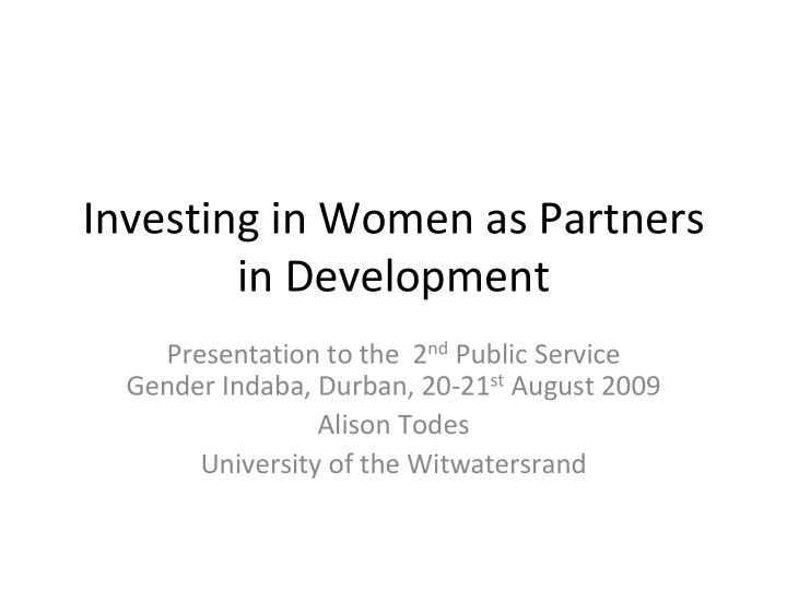 investing in women as partners in development