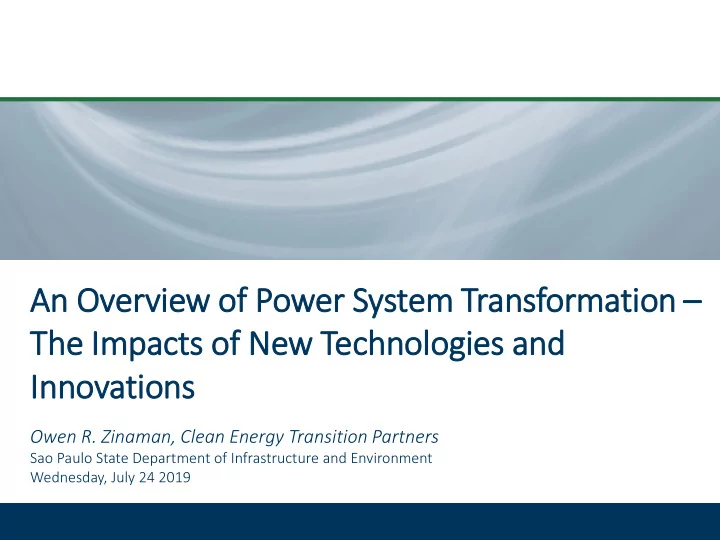 an overv rview of f power system transformation