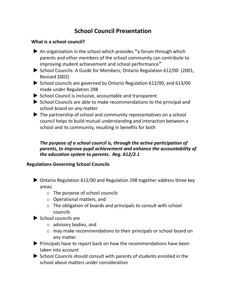 school council presentation