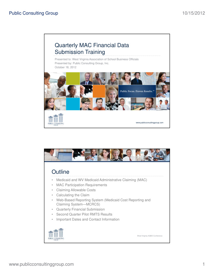 quarterly mac financial data submission training