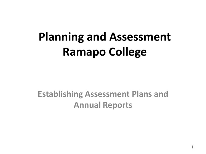 planning and assessment