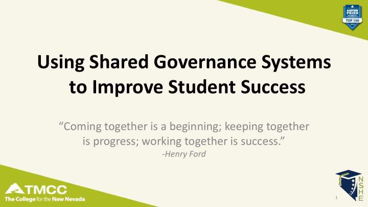 using shared governance systems to improve student success