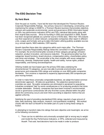 By Herb Blank  Over the past six months, I have led the team that developed the Thomson Reuters