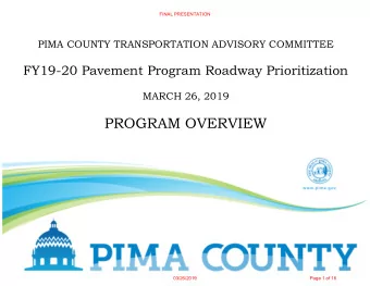 PROGRAM OVERVIEW  03/26/2019  Page 1 of 16  FINAL PRESENTATION  Prioritization Methodology