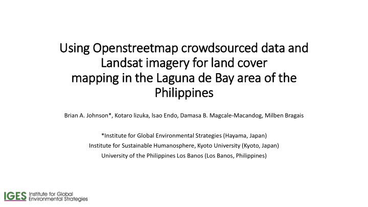 using openstreetmap crowdsourced data and la landsat im