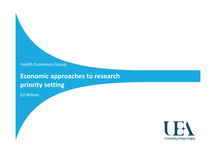 economic approaches to research priority setting
