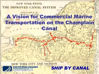 A Vision for Commercial Marine  A Vision for Commercial Marine  Transportation on the Champlain