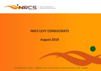NRCS LEVY CONSULTANTS  August 2019  1  NRCS Officials    Mr. Edward Mamadise    Chief