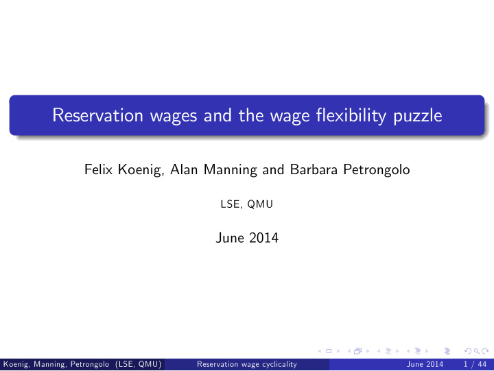 reservation wages and the wage flexibility puzzle
