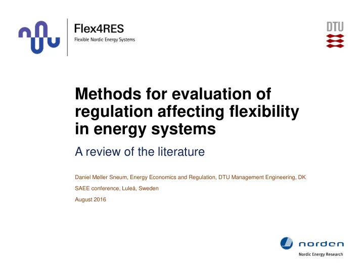 methods for evaluation of