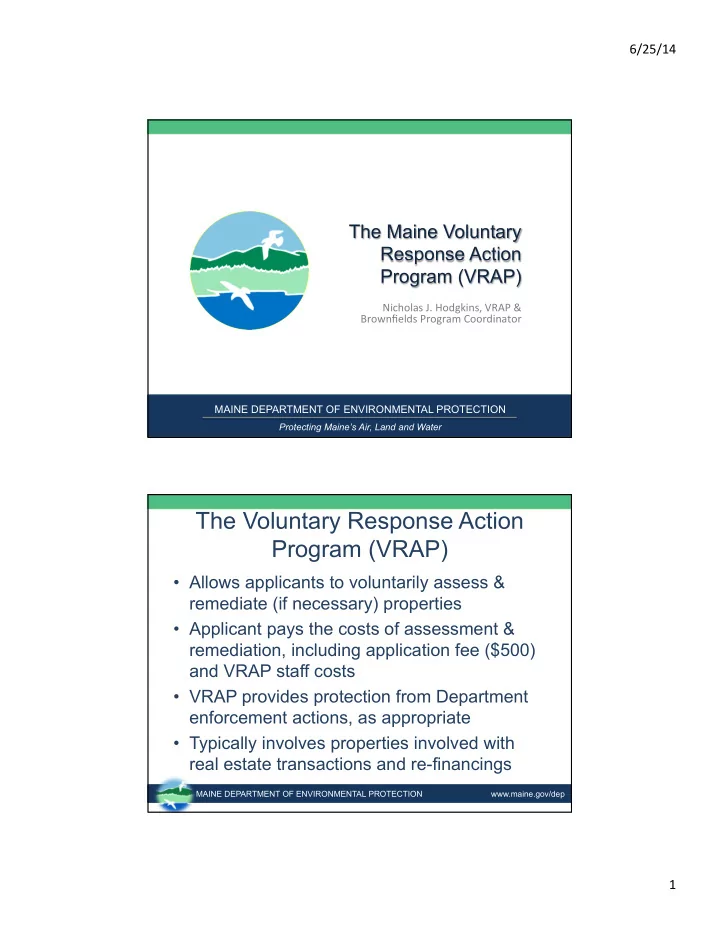 the voluntary response action program vrap