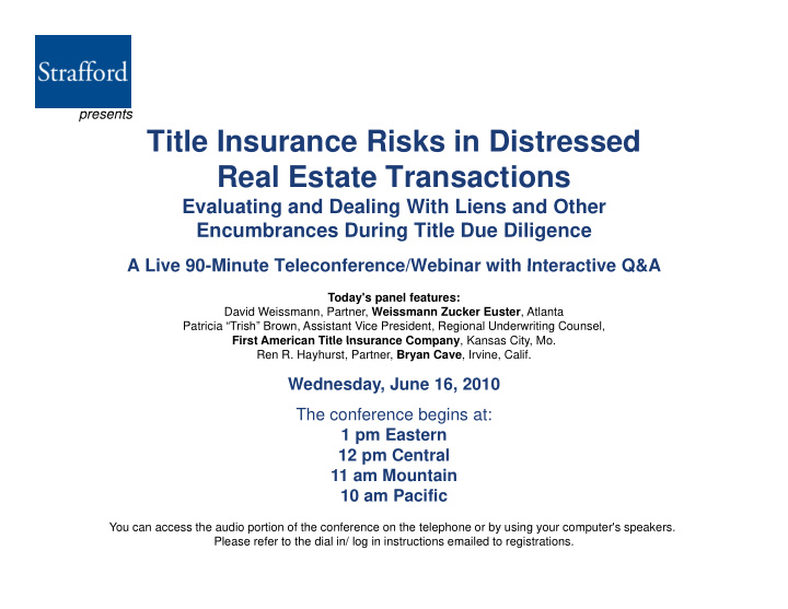 title insurance risks in distressed real estate