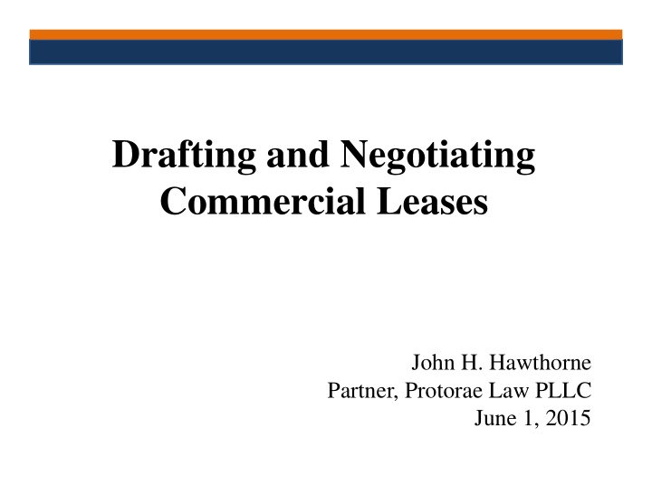 drafting and negotiating commercial leases