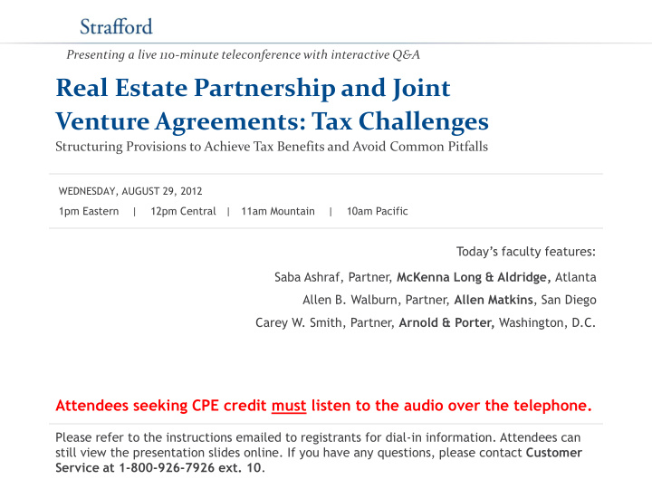 real estate partnership and joint venture agreements tax