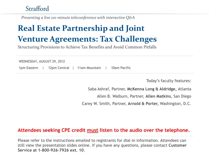 real estate partnership and joint venture agreements tax