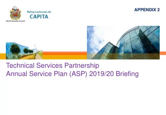 Annual Service Plan (ASP) 2019/20 Briefing Background to this briefing session  Contractual