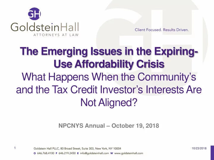 the emerging issues in the expiring use affordability