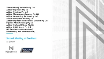 Second Meeting of Creditors  22 April 2020  2  Agenda  Introduction    Meeting formalities and