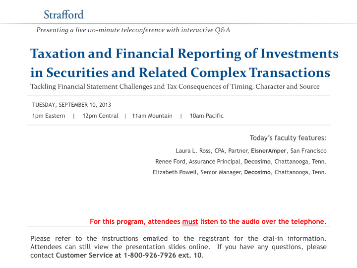 in securities and related complex transactions