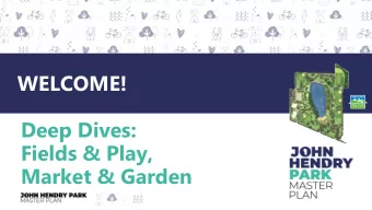 WELCOME!  Deep Dives:  Fields &amp; Play,  Market &amp; Garden  Session Purpose  Work with