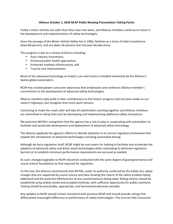alliance october 1 2018 ncap public meeting presentation