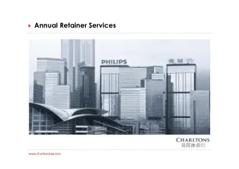 Annual Retainer Services  www.charltonslaw.com  0  Disclaimers   This presentation is