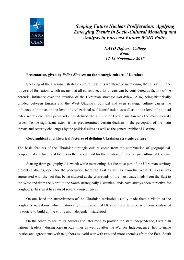scoping future nuclear proliferation applying emerging
