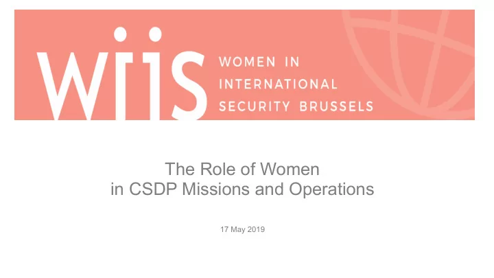 the role of women in csdp missions and operations