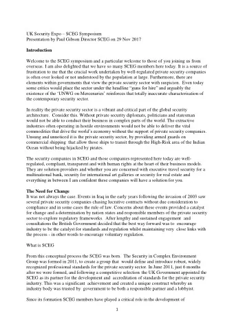 UK Security Expo  SCEG Symposium Presentation by Paul Gibson Director SCEG on 29 Nov 2017