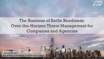 The Business of Battle Readiness:  Over-the-Horizon Threat Management for  Companies and Agencies +