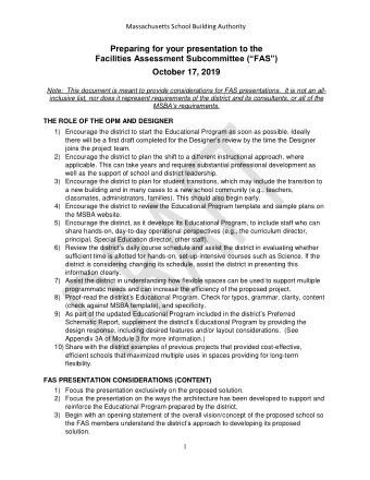 Preparing for your presentation to the Facilities Assessment Subcommittee (FAS)  October 17,