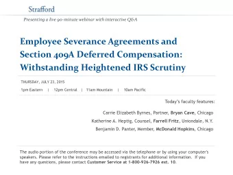 Employee Severance Agreements and  Section 409A Deferred Compensation: Withstanding Heightened IRS