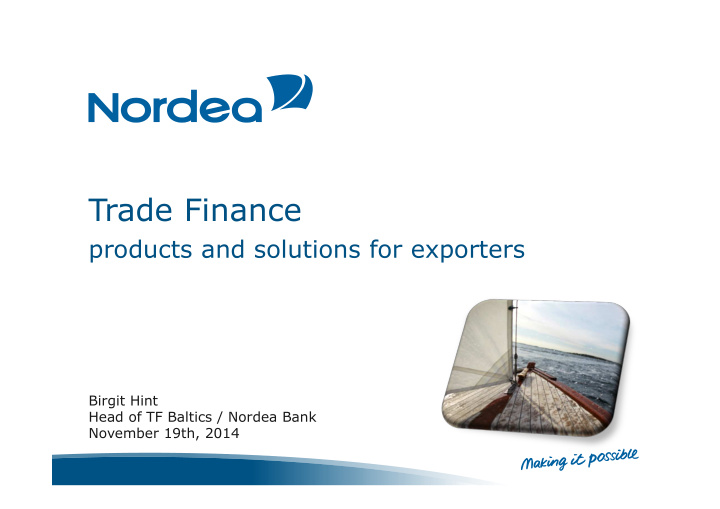 trade finance products and solutions for exporters