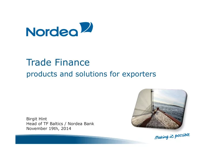 trade finance products and solutions for exporters