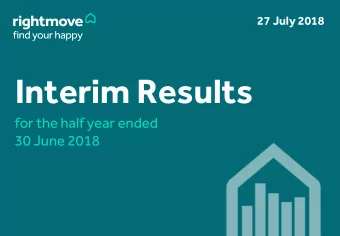 Interim Results  for the half year ended  30 June 2018  Disclaimer This presentation may contain