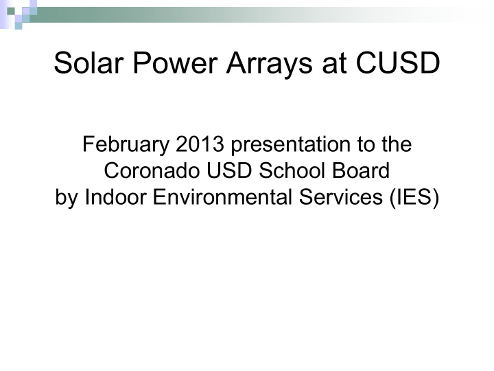 solar power arrays at cusd