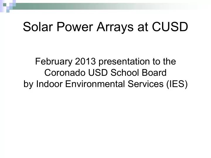 solar power arrays at cusd