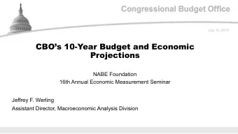 Congressional Budget Office  Congressional Budget Office  July 16, 2019  CBOs 10-Year Budget and