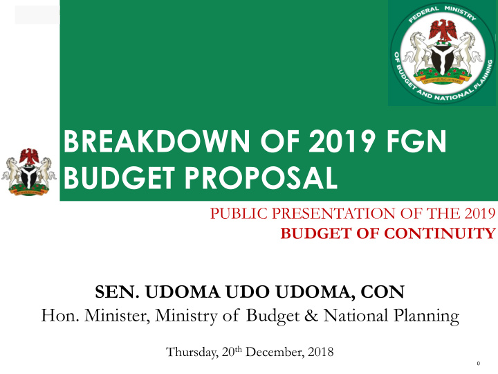 breakdown of 2019 fgn budget proposal