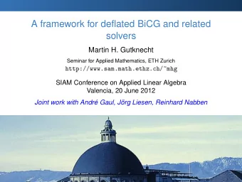 A framework for deflated BiCG and related  solvers  Martin H. Gutknecht  Seminar for Applied