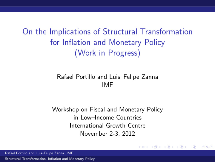 on the implications of structural transformation for