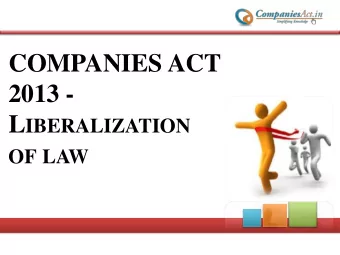 2013 - L IBERALIZATION  OF LAW  ONE PERSON COMPANY THE COMPANIES A CT 2013 ALONG WITH INTRODUCTION