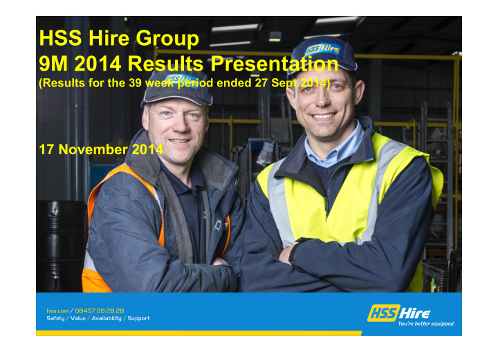 hss hire group 9m 2014 results presentation